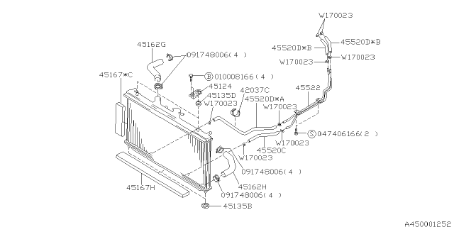 1997 Subaru SVX ATF Pipe Diagram for 45522PA010