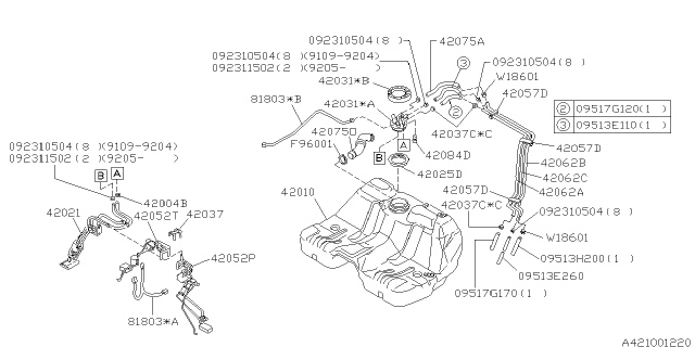 1996 Subaru SVX Pump Bracket Clamp Diagram for 42134PA160