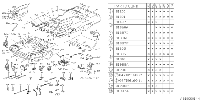 1988 Subaru XT Wiring Harness - Main Diagram 1
