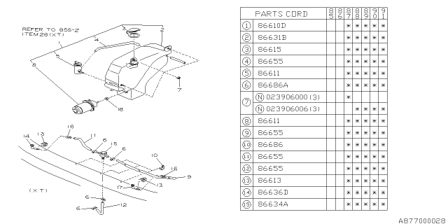 1988 Subaru XT Hose Diagram for 86650GA420