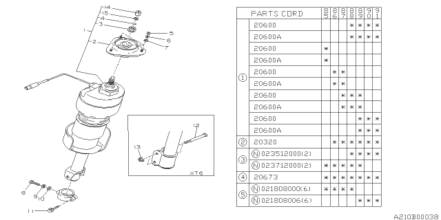 1990 Subaru XT Front Shock Absorber Diagram 3