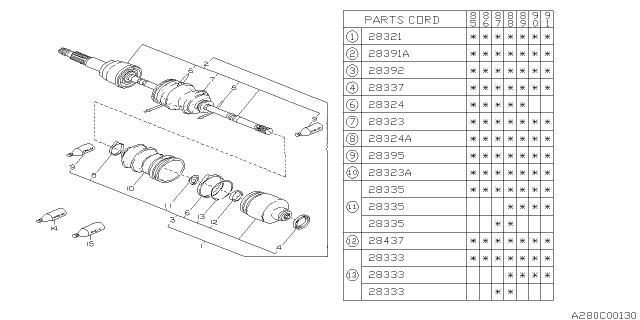 1986 Subaru XT DOJ Boot Diagram for 723222043