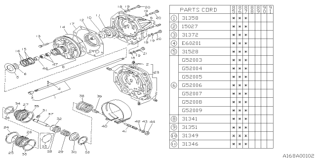 1986 Subaru XT Shaft Assembly Oil Pump Diagram for 31358AA020