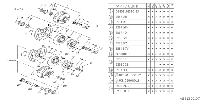 1991 Subaru XT Rear Axle Wheel Bearing And Oil Seal Kit Diagram for 699900120