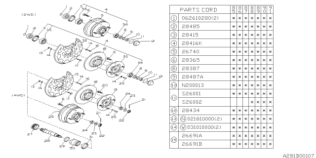 1985 Subaru XT Rear Axle Diagram 2