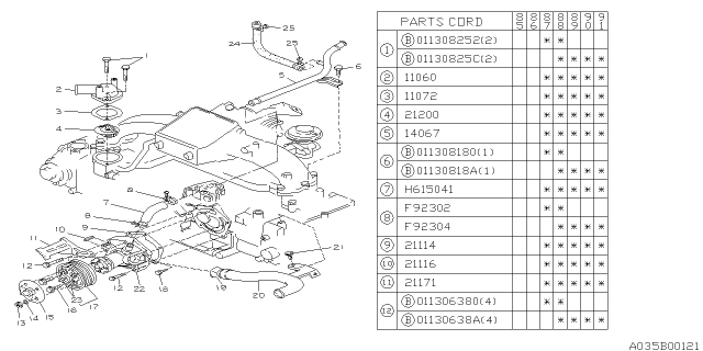 1988 Subaru XT Cover THERMO Diagram for 11060AA040