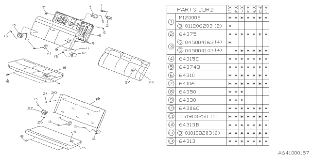 1990 Subaru XT Rear Seat Diagram 1