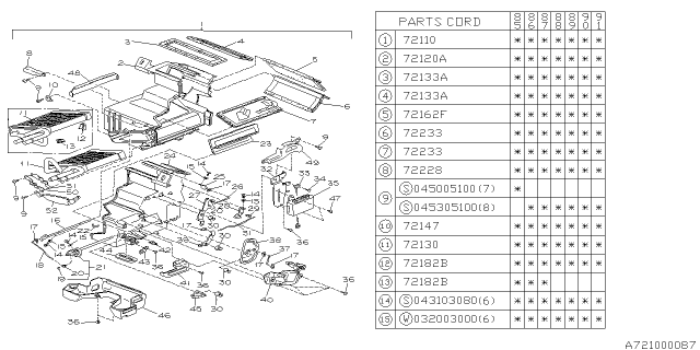 1990 Subaru XT Shutter DEFROSTER Diagram for 72048GA430