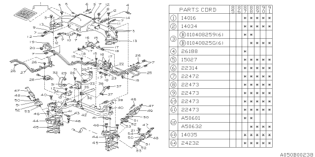 1989 Subaru XT Plate Intake Manifold Diagram for 14034AA030