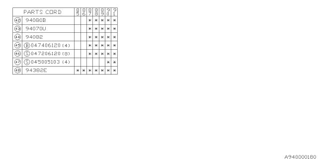 1989 Subaru XT Cap Manual HNDL Diagram for 94071GA940LR