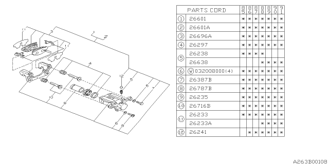 1988 Subaru XT SHIM RH Diagram for 25184GA160