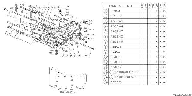 1991 Subaru XT Manual Transmission Case Diagram 3