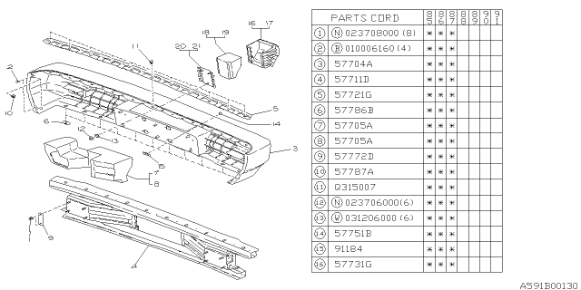 1987 Subaru XT SPACER Stay Assembly Diagram for 57739GA070