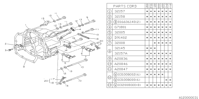 1991 Subaru XT Rear Case Diagram 1