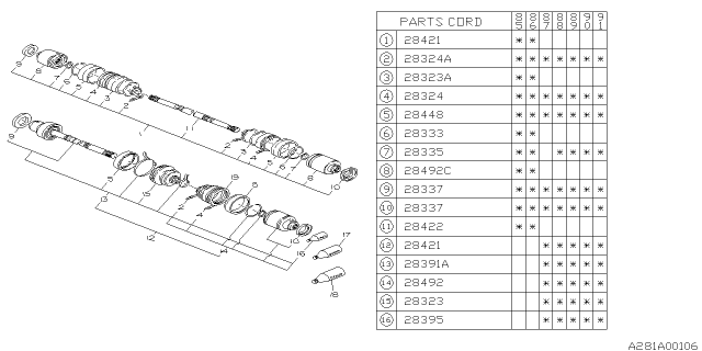 1987 Subaru XT Cv Joint Boot Diagram for 23222GA141