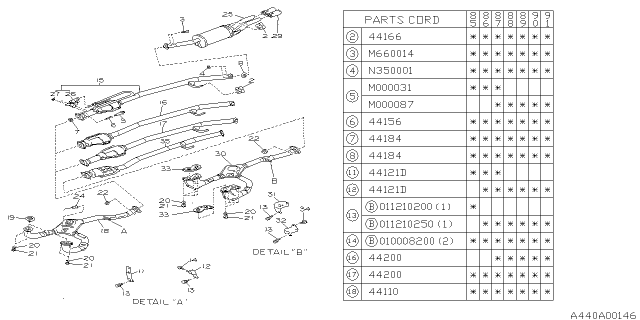 1989 Subaru XT Exhaust Diagram 1
