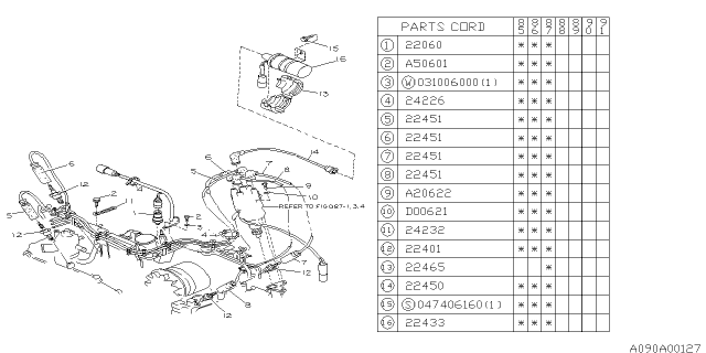 1985 Subaru XT Spark Plug & High Tension Cord Diagram