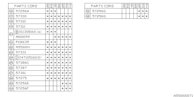 1988 Subaru XT Cover Cable Hood LH Diagram for 57301GA350