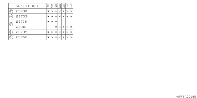 1990 Subaru XT CONDENSER Diagram for 23818AA000