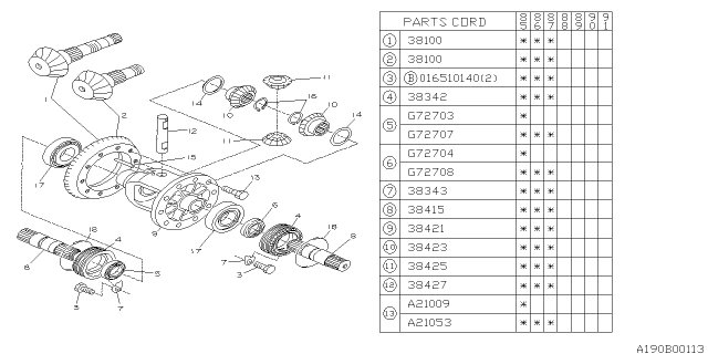 1985 Subaru XT Differential - Transmission Diagram 1