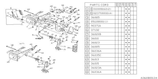 1988 Subaru XT Pedal System - Manual Transmission Diagram 4