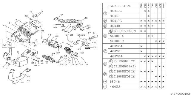 1989 Subaru XT Air Cleaner & Element Diagram 1
