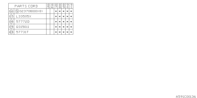 1990 Subaru XT Cover Foam Rear Diagram for 57785GA880