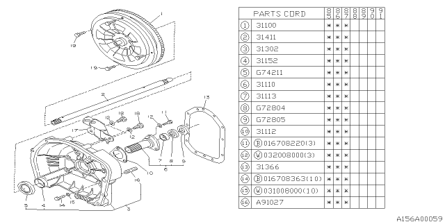 1985 Subaru XT Torque Converter & Converter Case Diagram 1