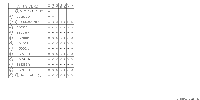 1987 Subaru XT Clip Diagram for 66152GA070