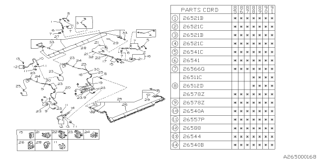 1990 Subaru XT Brake Hose Front LH Diagram for 25531GA330