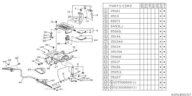 1991 Subaru XT Gear Shift Lever Assembly Diagram for 33131GA920