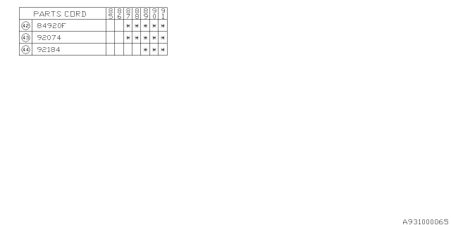 1990 Subaru XT Lock Diagram for 92053GA070BA