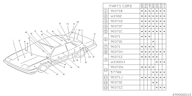 1988 Subaru XT Plug Diagram for 90321GA200