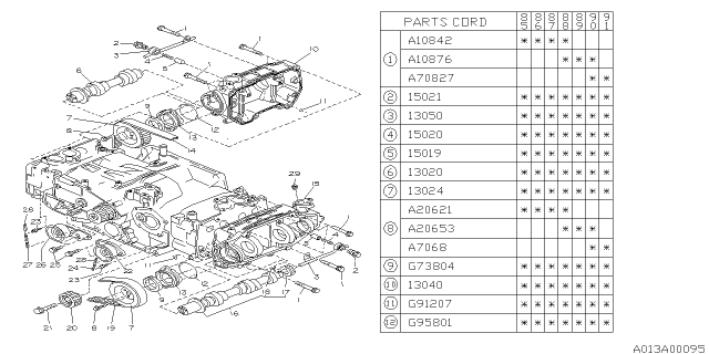 1986 Subaru XT Camshaft & Timing Belt Diagram 1
