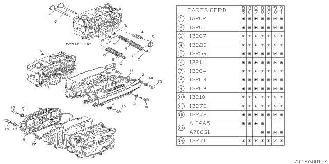 1989 Subaru XT Valve Spring Diagram for 13203AA010