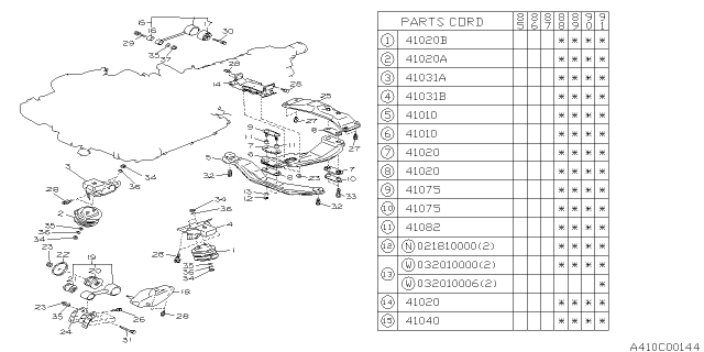 1988 Subaru XT SPACER Diagram for 41037GA090