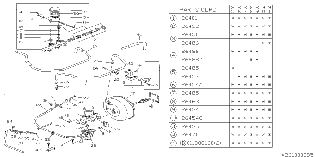 1985 Subaru XT Brake System - Master Cylinder Diagram 1