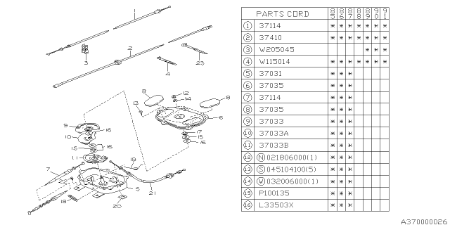 1986 Subaru XT SPEEDOMETER Cable Diagram for 37411GA330