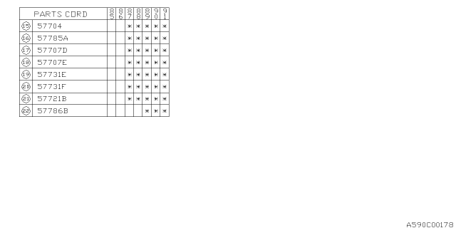 1990 Subaru XT Holder Lower Front Diagram for 57769GA200