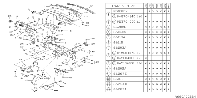 1988 Subaru XT Instrument Panel Diagram 6