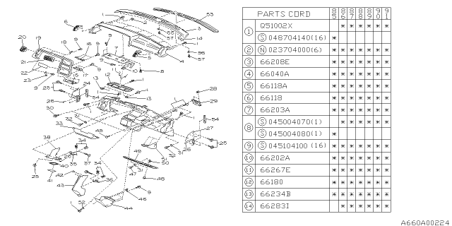 1987 Subaru XT Instrument Panel Diagram 6