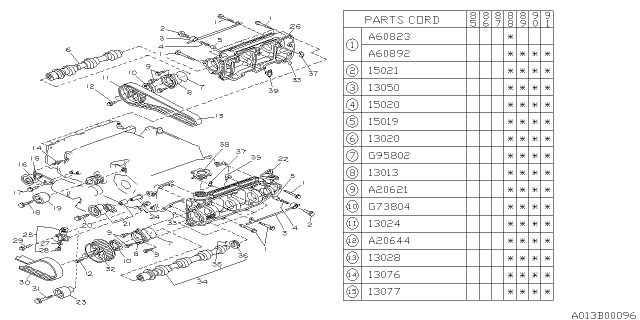 1989 Subaru XT Plug Oil Relief Diagram for 13056AA002