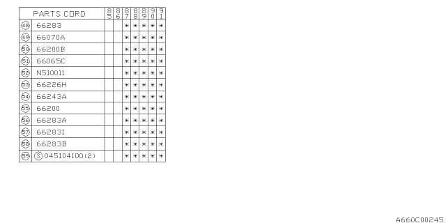 1987 Subaru XT GARNISH Side Instrument Panel Diagram for 66173GA011