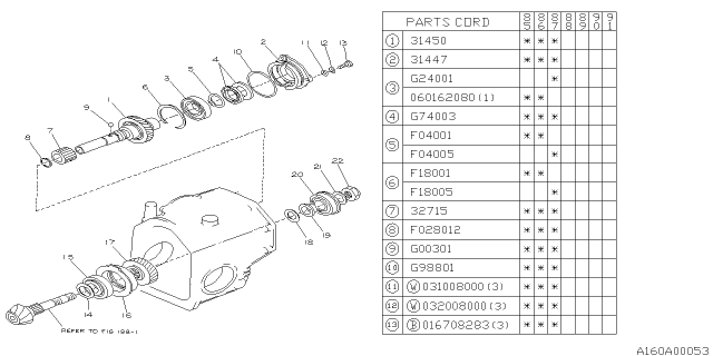 1986 Subaru XT Gear Complete REDUC Drive Diagram for 31450AA011