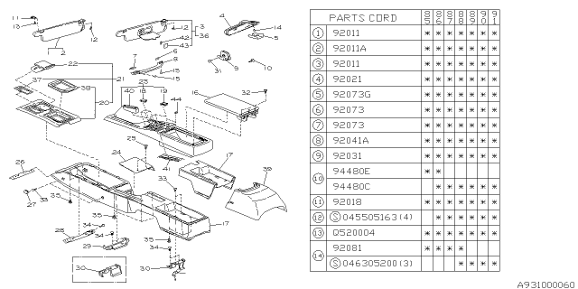 1985 Subaru XT Cap Assist Rail H Diagram for 92024GA280LT