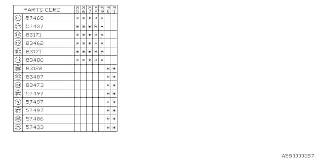 1990 Subaru XT Key Kit & Key Lock Diagram 2