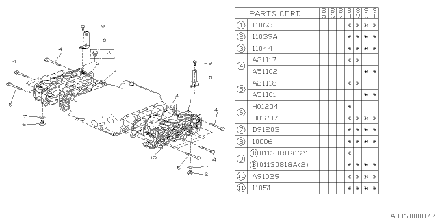 1989 Subaru XT Hanger Engine Diagram for 10006AA020