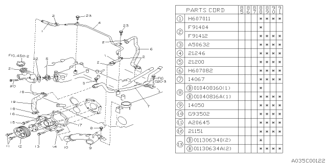 1988 Subaru XT Air Outlet Pipe Diagram for 21246AA000