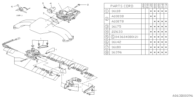 1991 Subaru XT Throttle Chamber Gasket Diagram for 16175AA080