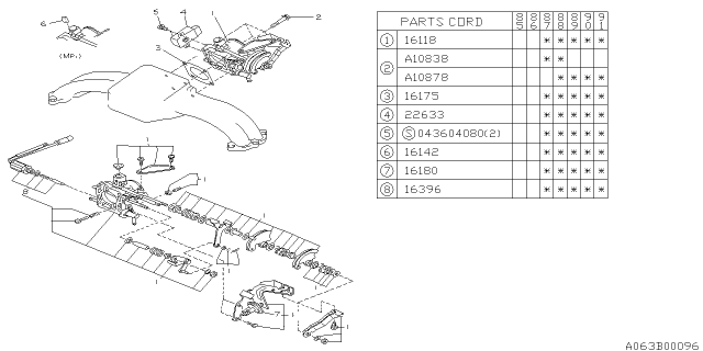 1988 Subaru XT Throttle Body Assembly Diagram for 16118AA630